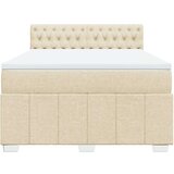 vidaXL Box spring postelja z vzmetnico krem 140x200 cm blago | Shoptok.si