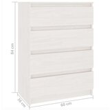 vidaXL Stranska omarica bela 60x36x84 cm trdna borovina | Shoptok.si