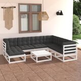 The Living Store Vrtna sedežna garnitura 8-delna z blazinami trdna borovina - Vrtna Sedežna Garnitura, (21480052) | Shoptok.si