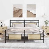 vidaXL Kovinski posteljni okvir brez vzmetnice sonoma hrast 180x200 cm | Shoptok.si