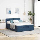 vidaXL Otomanski posteljni okvir z vzmetnico moder 140x200 cm blago | Shoptok.si