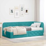 vidaXL Kotna postelja z vzmetnico Turkizna 100 x 200 cm Žamet | Shoptok.si