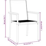  Vrtne stolice 6 kom crne 55 x 61,5 x 90 cm tekstilen i čelik | Eponuda.com