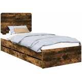  Krevetna konstrukcija s ladicama Dimljeni hrast 75 x 190 cm | shoptok.hr