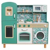 Kinder_Home dečija drvena kuhinja – vintage stil sa elektronskim pločama za kuvanje, svetlima, zvucima i funkcionalnim dodacima ( V10C790B