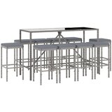  Barska garnitura z blazinami 11-delna siv poli ratan | Shoptok.si