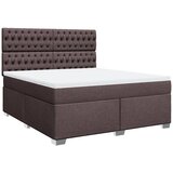 vidaXL Box spring postelja z vzmetnico temno rjava 180x200 cm blago, (21304467) Cene
