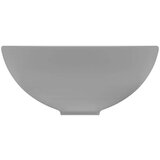 vidaXL Razkošen umivalnik okrogel mat svetlo siv 32,5x14 cm keramičen | Shoptok.si