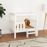 vidaXL Pasja postelja bela 75,5x63,5x70 cm trdna borovina | Shoptok.si