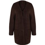 Trendyol Brown Soft Textured Wide Fit Knitwear Cardigan | Shoptok.si