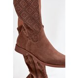 S. BARSKI Women's Ankle Boots with Mesh Pattern on Flat Heel S Baraski HY52 534 Brown | Shoptok.si