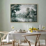  Slika - View of the Park and Lake Retro Vintage Landscape in Greens 60x40 U prirodnom drvenom okviru | shoptok.hr