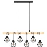 Eglo visilica Townshend 5, 6 x E27, drvo/crna, žičana sjenila, 100 cm, 43133 | shoptok.hr