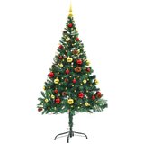 vidaXL Umetna novoletna jelka z bučkami in LED lučkami zelena 150 cm | Shoptok.si