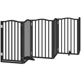 vidaXL Ograda za pse z vrati zložljiva 9 panelov črna 450 cm les | Shoptok.si