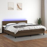 The Living Store Box spring postelja z vzmetnico LED temno rjava 200x200cm blago - Box Spring Postelja, (21517196) Cene