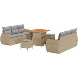  9-delni vrtni sedežni set z blazinami Bež poli ratan akacija | Shoptok.si
