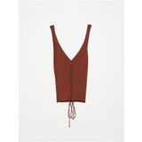 Dilvin 10362 Tie Front Knitwear Undershirt-Chestnut Cijene