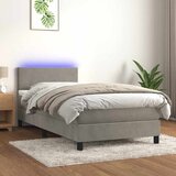  box spring s madracem LED svjetlosivi 100x200 cm baršun | shoptok.hr