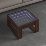 vidaXL Klubska mizica z neskončnimi LED rjavi hrast 50x53x30 cm Cene