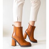 Gemre Brown eco leather block heel ankle boots Almase | Shoptok.si