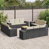  13-dijelni set vrtnih sofa s jastucima poliratan crni Cijene