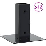  Postolja za stupove kvadratna 12 kom čelik presvučen prahom Antracitno siva 51 x 51 mm | Shoptok.si