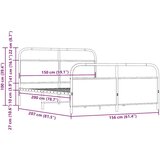 Metalni Kovinski posteljni okvir brez vzmetnice sonoma hrast 150x200 cm, (21608286) | Shoptok.si