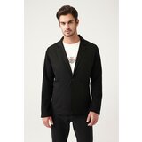 Avva Men's Black Mono Collar Unlined Knitwear Detailed Slim Fit Slim Fit Jacket cene