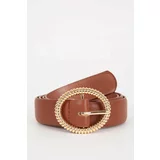 Defacto Woman Oval Buckle Faux Leather Classic Belt