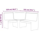  Kutna klupa 151 cm od masivne borovine boja meda i bijela | shoptok.hr