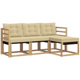 vidaXL Zunanja garnitura za sedenje z blazino 4 pcs Bela in bež, (5000282080) | Shoptok.si
