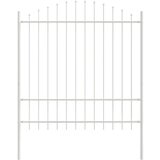 vidaXL Panel ograje s špico Bela Praškasto lakirano jeklo | Shoptok.si
