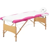  Zlozljiva masazna miza 2-conska les bela in roza