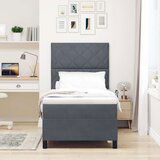 vidaXL Box Spring Postelja z Blazino Temno Siva 90x200 cm Žamet Cene