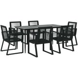  7-dijelni vrtni blagovaonski set od PVC ratana crni | shoptok.hr