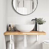  Zidna polica za umivaonik od čelika i masivnog bagremovog drva Smeđa 60 x 50 x 4 cm | shoptok.hr