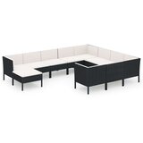  11-dijelna vrtna garnitura od poliratana s jastucima crna | shoptok.hr
