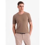 Ombre Men's fine-textured knit shirt - light brown | Shoptok.si