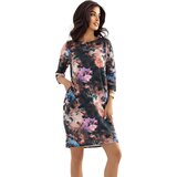 Numoco 40-18 JOLA Oversized dress with pockets - chocolate shade with a floral pattern | ePonuda.com