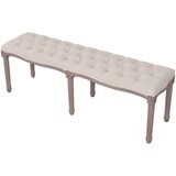 vidaXL Klupa od tkanine i masivnog drva 150x40x48 cm krem bijela | shoptok.hr
