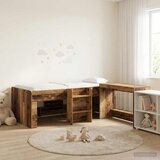  Krevet za djecu s visokim okvirom i stolom 2 kom. Staro drvo Smeđa 75 x 190 cm | Shoptok.si