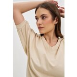 Marisse Beige Oversized Cotton Blouse | ePonuda.com