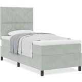 vidaXL Box Spring Krevet s Madracem Svjetlosiva 100x200 cm Baršun | shoptok.hr