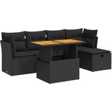 vidaXL 6-dijelni set vrtnih sofa s jastucima crni od poliratana bagrem | shoptok.hr