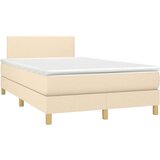  Box spring postelja z vzmetnico krem 120x200 cm blago, (20726196) | Shoptok.si