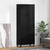 vidaXL Visok predalnik s predalom 2 pcs Črna Orehovina Konstruiran les | Shoptok.si