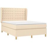  Krevet s oprugama i madracem krem 140x200 cm od tkanine | shoptok.hr