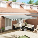 vidaXL Automatska uvlačna tenda Zelena i bijela 500x300 cm, Tenda za zamjenu tkanine za okvir 5x3 m Zelena i bijela Cijene