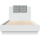  Okvir za krevet s uzglavljem i LED svjetlima bijeli 90x190 cm | Eponuda.com
